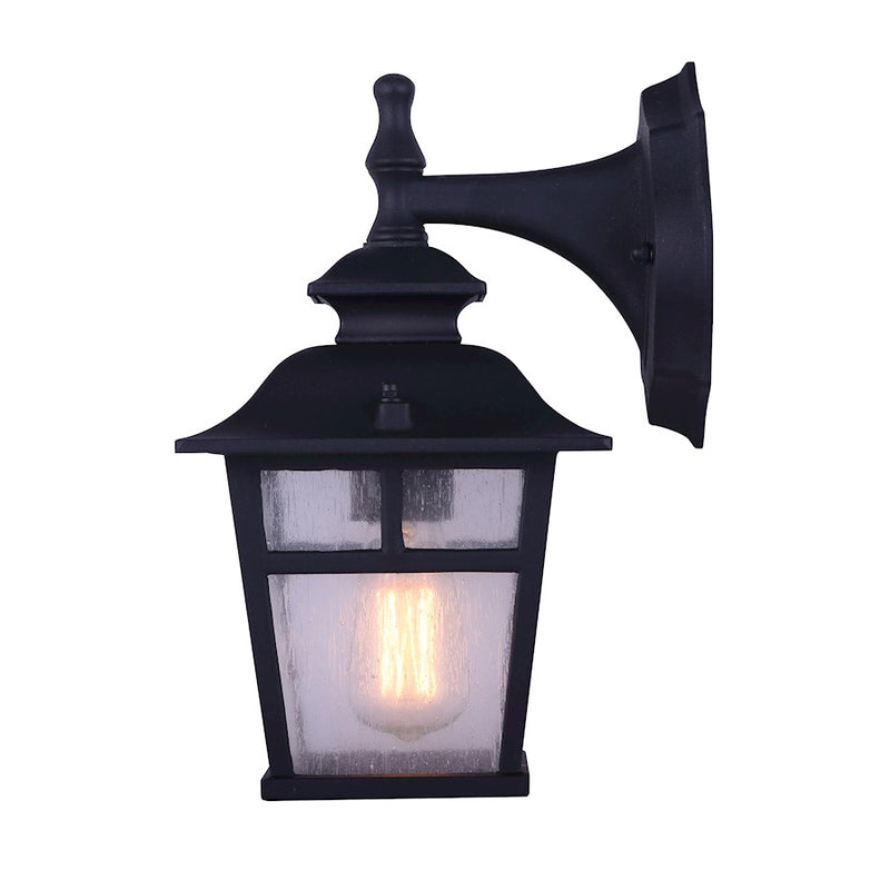 Canarm Fieldhouse 11in 1-Light Outdoor Wall Light Twinpack | Black Steel and Seeded Glass | Porch & Entryway | 6.25 x 7.75 x 11 in | Model IOL183TBK-C