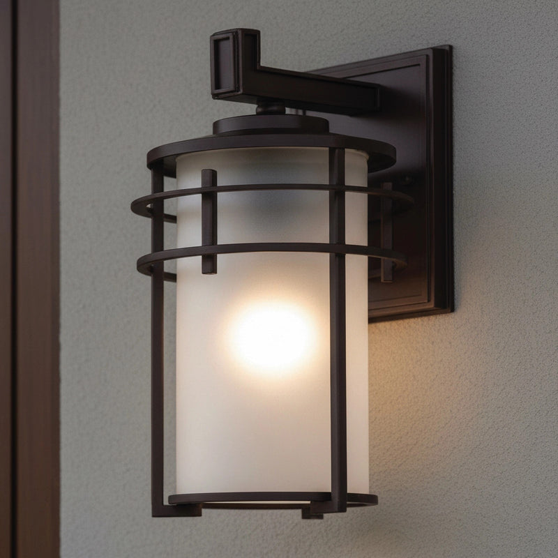 Canarm Flex 8in 1-Light Outdoor Downlight | Oil Rubbed Bronze Steel and Frosted Glass | Patio & Entryway | 8.5 x 7 x 11.5 in | Model IOL199ORB