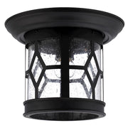 Canarm Atlanta 10in 1-Light Outdoor Downlight | Black Steel with Seeded Glass | Porch & Entryway Wall Light | 10 x 10 x 8 in | Model IOL207BK