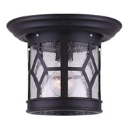 Canarm Atlanta 10in 1-Light Outdoor Downlight | Black Steel with Seeded Glass | Porch & Entryway Wall Light | 10 x 10 x 8 in | Model IOL207BK