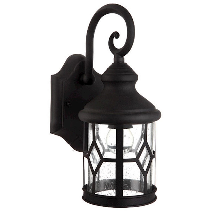 Canarm Atlanta 13in 1-Light Outdoor Wall Sconce | Black Steel/Aluminum with Seeded Glass | Porch & Entryway Wall Light | Model IOL208BK