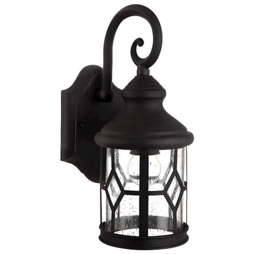 Canarm Atlanta 13in 1-Light Outdoor Wall Sconce | Black Steel/Aluminum with Seeded Glass | Porch & Entryway Wall Light | Model IOL208BK