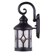 Canarm Atlanta 13in 1-Light Outdoor Wall Sconce | Black Steel/Aluminum with Seeded Glass | Porch & Entryway Wall Light | Model IOL208BK