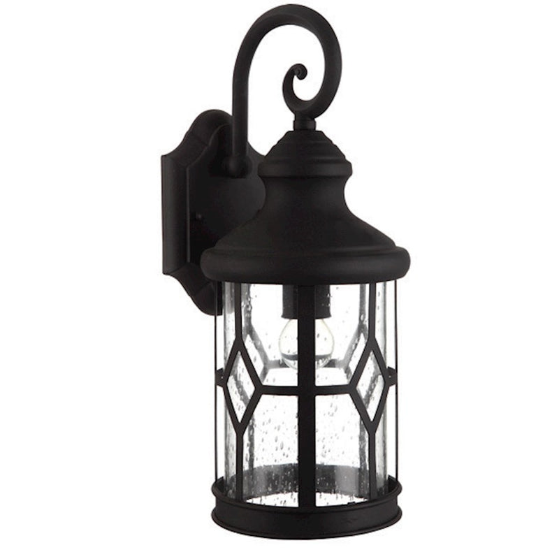 Canarm Atlanta 16in 1-Light Outdoor Downlight | Black Steel/Aluminum with Seeded Glass | Porch & Entryway Wall Light | 6 x 8 x 16 in | Model IOL209BK