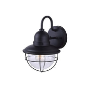 Canarm Lohan 8in 1-Light Outdoor Wall Sconce | Black Steel and Clear Glass | Entryway & Covered Patio | 8 x 8 x 13 in | Model IOL254BK
