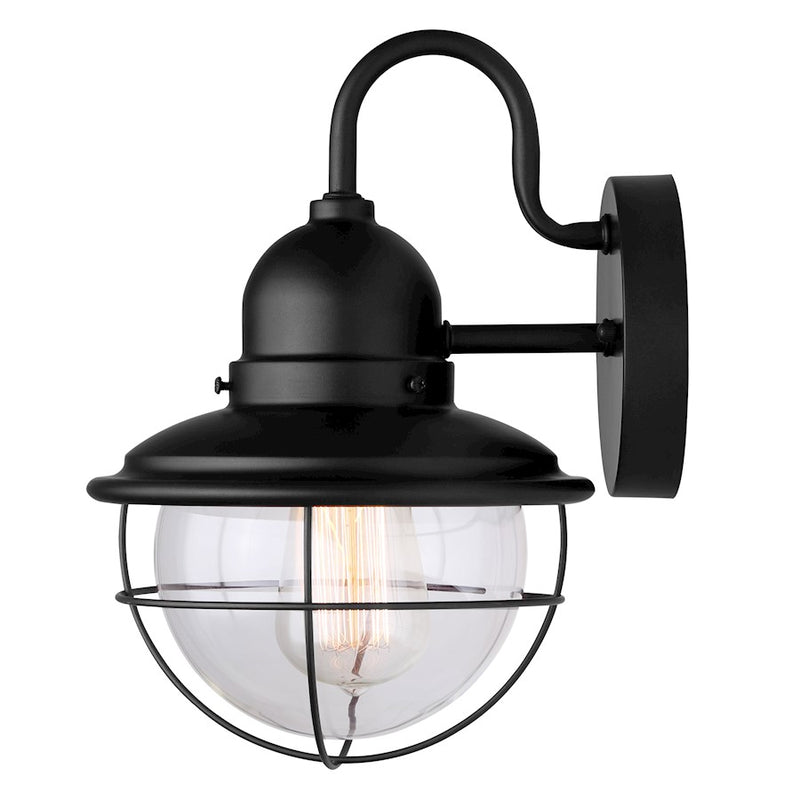 Canarm Lohan 8in 1-Light Outdoor Wall Sconce | Black Steel and Clear Glass | Entryway & Covered Patio | 8 x 8 x 13 in | Model IOL254BK