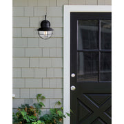 Canarm Lohan 8in 1-Light Outdoor Wall Sconce | Black Steel and Clear Glass | Entryway & Covered Patio | 8 x 8 x 13 in | Model IOL254BK