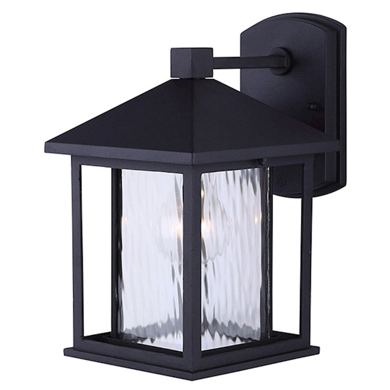 Canarm Elgin 11in 1-Light Outdoor Wall Sconce | Black and Watermark Glass | Entryway & Porch | 6.62 x 8.25 x 11 in | Model IOL283BK