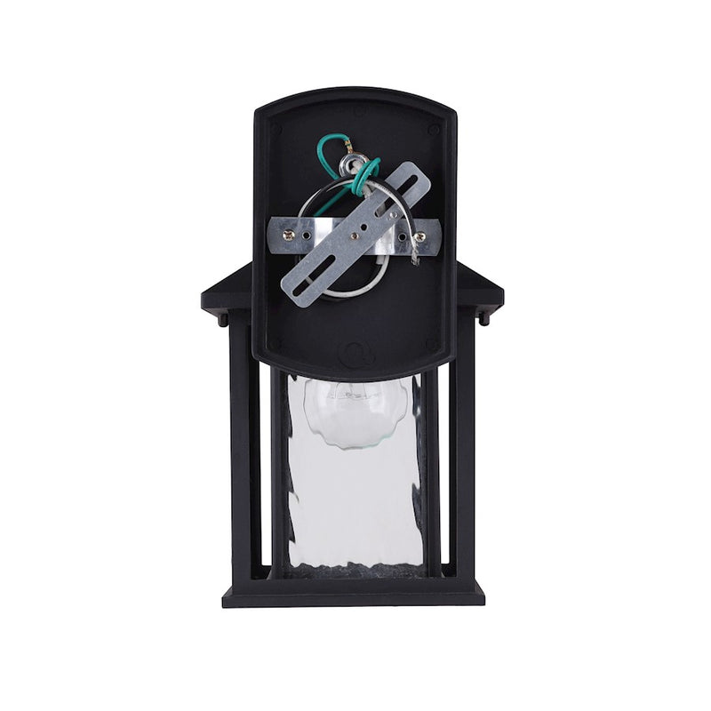 Canarm Elgin 11in 1-Light Outdoor Wall Sconce | Black and Watermark Glass | Entryway & Porch | 6.62 x 8.25 x 11 in | Model IOL283BK