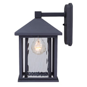 Canarm Elgin 11in 1-Light Outdoor Wall Sconce | Black and Watermark Glass | Entryway & Porch | 6.62 x 8.25 x 11 in | Model IOL283BK