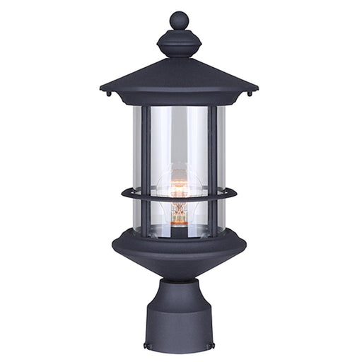 Canarm Treehouse 17in 1-Light Outdoor Post Light | Black and Clear Glass | Driveway & Garden | 8 x 8 x 17.25 in | Model IOL303BK