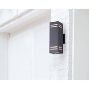 Canarm Tay 13in 2-Light Outdoor Wall Sconce | Modern Black and Frosted Glass | Entryway & Covered Patio | 4.25 x 5.75 x 13 in | Model IOL308BK