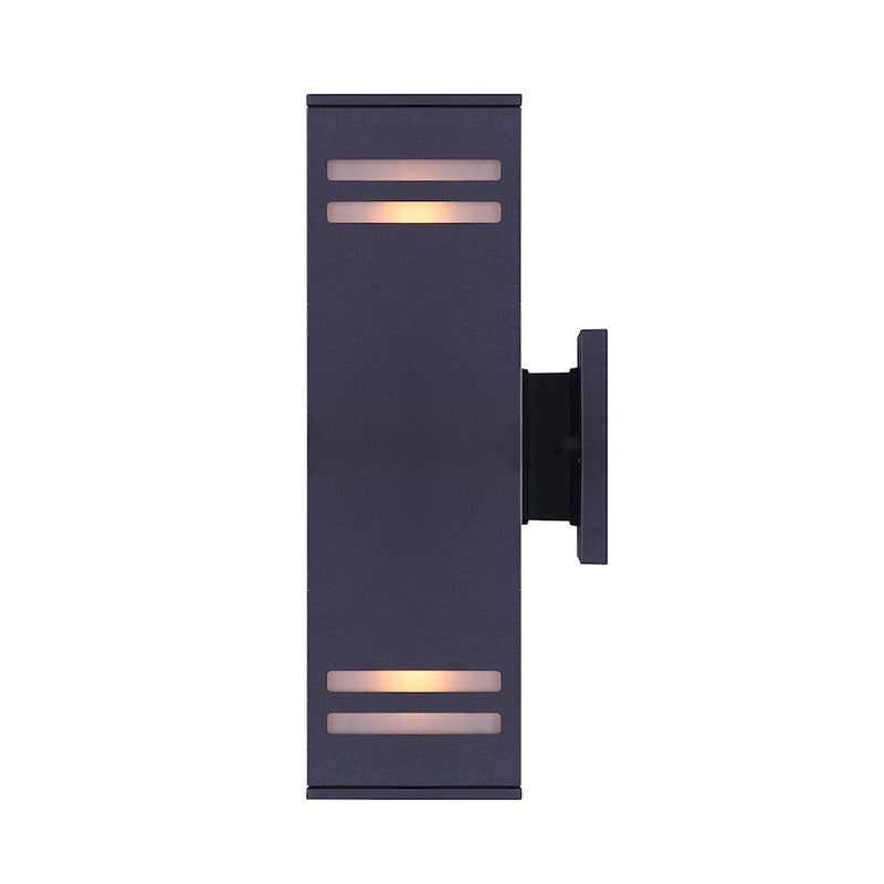 Canarm Tay 13in 2-Light Outdoor Wall Sconce | Modern Black and Frosted Glass | Entryway & Covered Patio | 4.25 x 5.75 x 13 in | Model IOL308BK