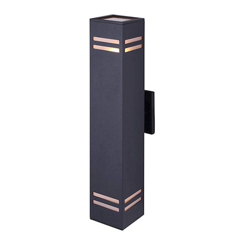 Canarm Tay 20in 2-Light Outdoor Wall Sconce | Modern Black and Frosted Glass | Entryway & Covered Patio | 4.5 x 5.75 x 20 in | Model IOL309BK
