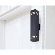 Canarm Tay 20in 2-Light Outdoor Wall Sconce | Modern Black and Frosted Glass | Entryway & Covered Patio | 4.5 x 5.75 x 20 in | Model IOL309BK