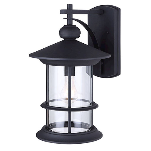 Canarm Treehouse 19in 1-Light Outdoor Wall Sconce | Black Metal and Clear Glass | Porch & Patio | 11.5 x 14.25 x 19 in | Model IOL314BK