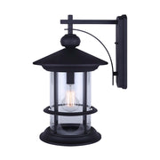 Canarm Treehouse 19in 1-Light Outdoor Wall Sconce | Black Metal and Clear Glass | Porch & Patio | 11.5 x 14.25 x 19 in | Model IOL314BK