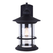 Canarm Treehouse 19in 1-Light Outdoor Wall Sconce | Black Metal and Clear Glass | Porch & Patio | 11.5 x 14.25 x 19 in | Model IOL314BK