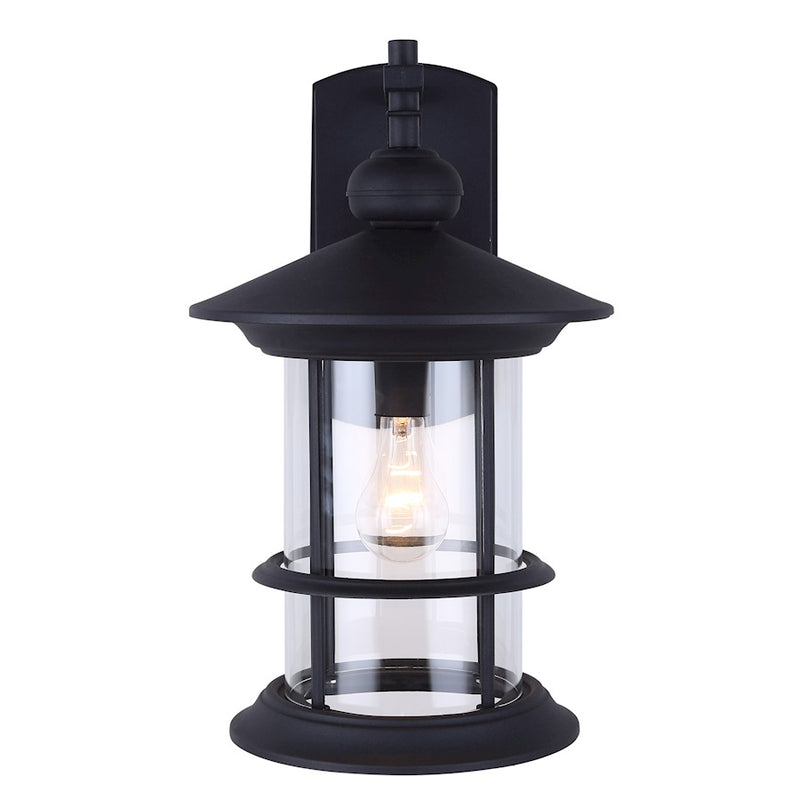 Canarm Treehouse 19in 1-Light Outdoor Wall Sconce | Black Metal and Clear Glass | Porch & Patio | 11.5 x 14.25 x 19 in | Model IOL314BK