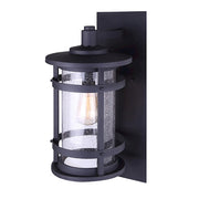 Canarm Duffy 6in 1-Light Outdoor Wall Sconce | Matte Black Seeded Glass | Porch & Entryway | 6 x 8 x 15 in | Model IOL340BK