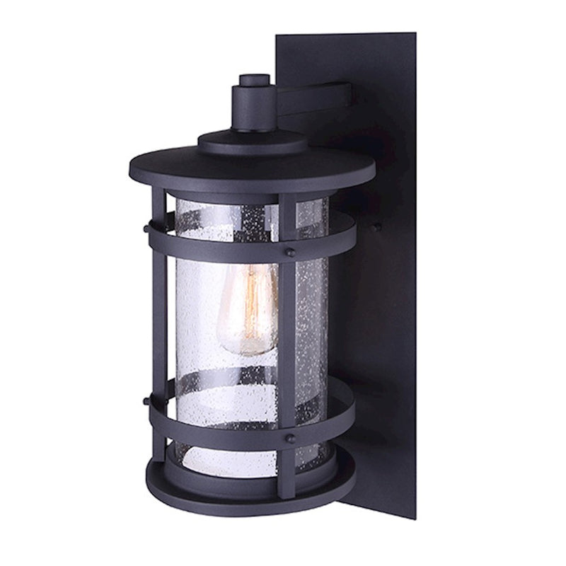 Canarm Duffy 6in 1-Light Outdoor Wall Sconce | Matte Black Seeded Glass | Porch & Entryway | 6 x 8 x 15 in | Model IOL340BK