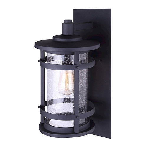 Canarm Duffy 6in 1-Light Outdoor Wall Sconce | Matte Black Seeded Glass | Porch & Entryway | 6 x 8 x 15 in | Model IOL340BK