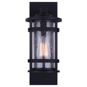 Canarm Duffy 6in 1-Light Outdoor Wall Sconce | Matte Black Seeded Glass | Porch & Entryway | 6 x 8 x 15 in | Model IOL340BK