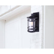 Canarm Duffy 6in 1-Light Outdoor Wall Sconce | Matte Black Seeded Glass | Porch & Entryway | 6 x 8 x 15 in | Model IOL340BK