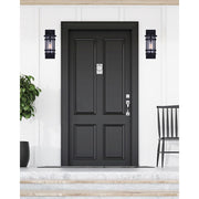 Canarm Duffy 6in 1-Light Outdoor Wall Sconce | Matte Black Seeded Glass | Porch & Entryway | 6 x 8 x 15 in | Model IOL340BK