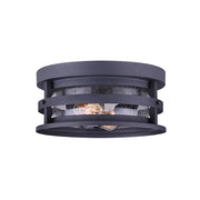 Canarm Duffy 12in 2-Light Outdoor Flush Mount | Matte Black and Seeded Glass | Covered Porch & Entryway | 12 x 6 in | Model IOL342BK
