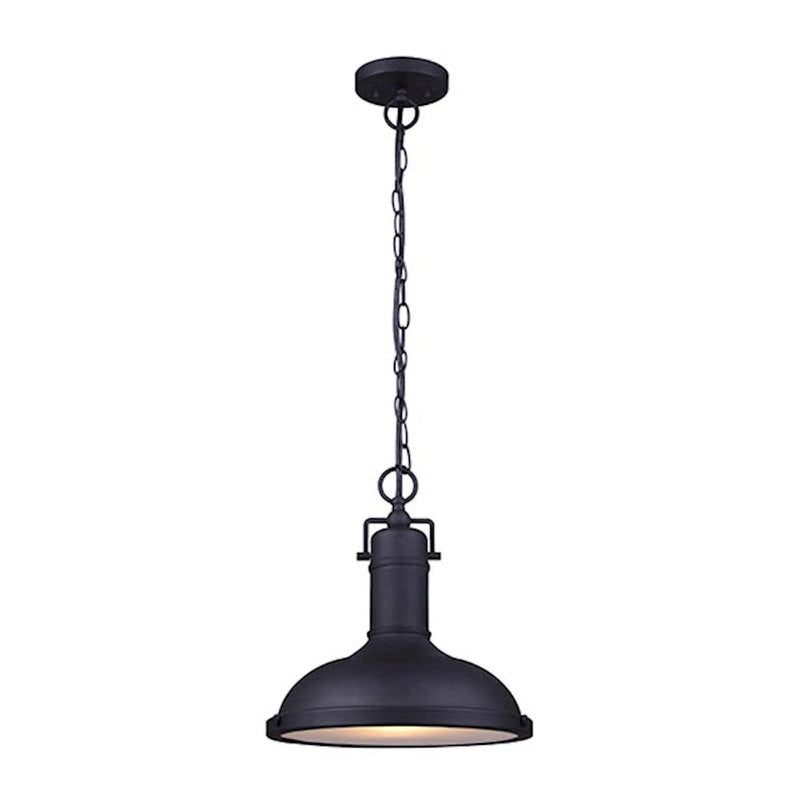 Canarm Marcella 12in 1-Light Outdoor Hanging Lantern | Barn-Style Black Metal and Frosted Glass | Porch & Entryway | Model IOL361BK