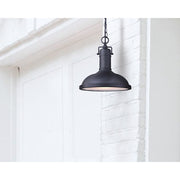 Canarm Marcella 12in 1-Light Outdoor Hanging Lantern | Barn-Style Black Metal and Frosted Glass | Porch & Entryway | Model IOL361BK