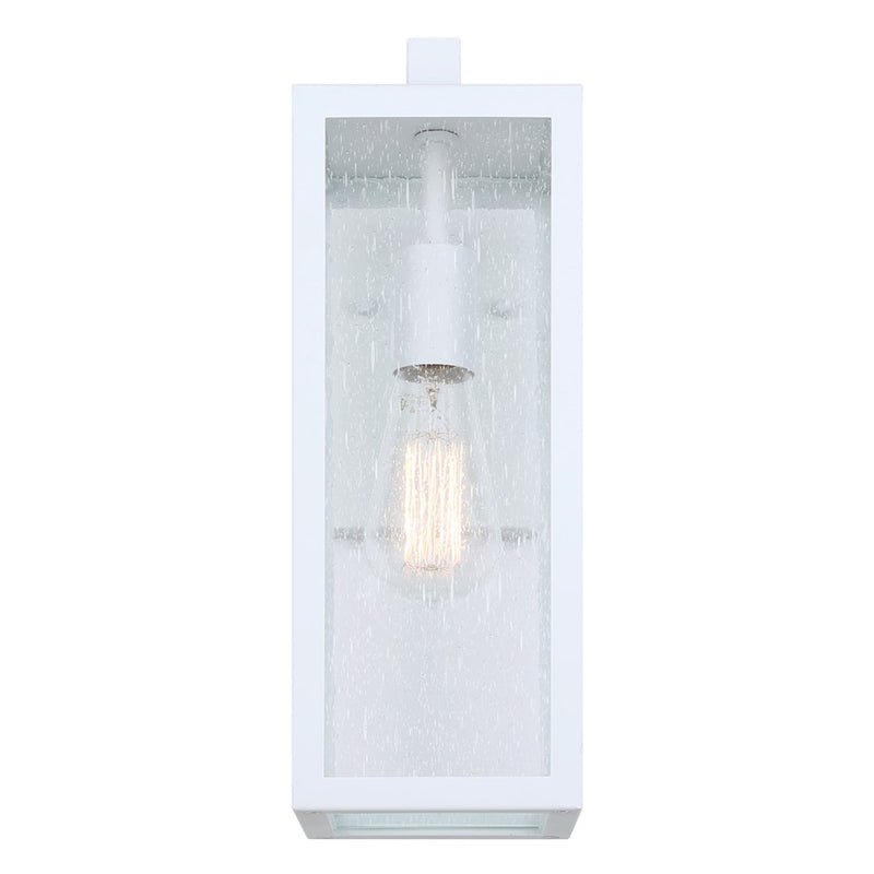 Canarm Madison 15in 1-Light Outdoor Lantern | White and Seeded Glass | Porch & Entryway | 5.12 x 7.87 x 14.87 in | Model IOL456WH