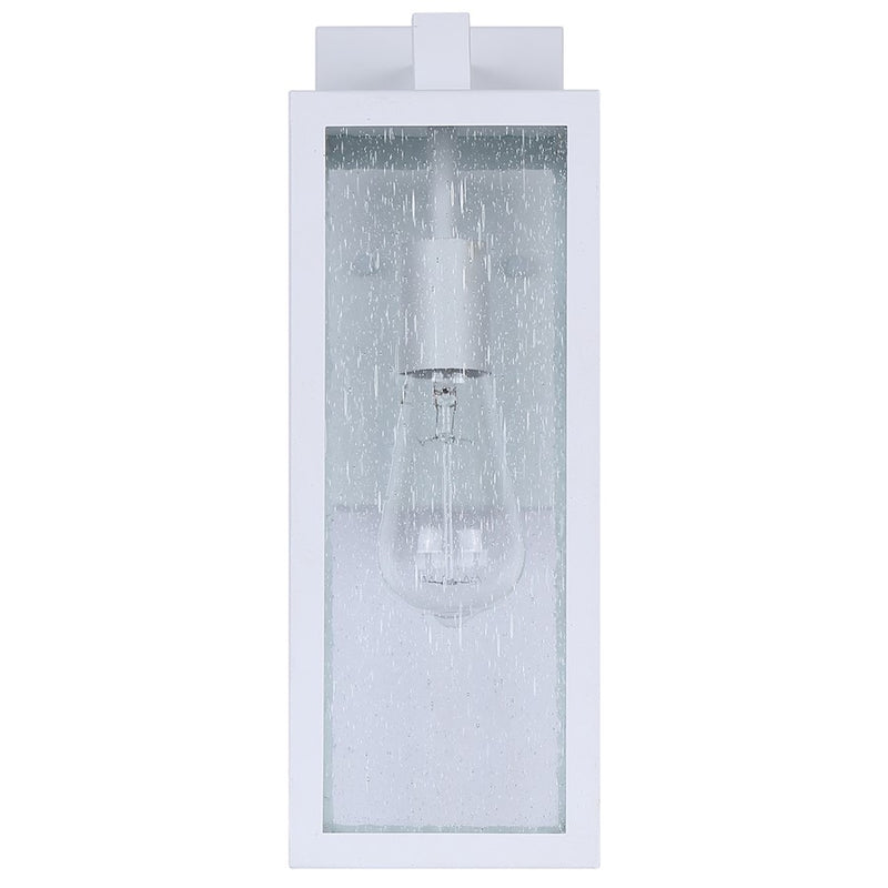 Canarm Madison 15in 1-Light Outdoor Lantern | White and Seeded Glass | Porch & Entryway | 5.12 x 7.87 x 14.87 in | Model IOL456WH