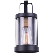 Canarm Delano 12in 1-Light Outdoor Wall Sconce | Matte Black and Rope | Entryway & Patio | 5.12 x 7.12 x 11.5 in | Model IOL457BKR