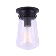 Canarm Korber 4.75in 1-Light Outdoor Wall Sconce | Modern Black Metal | Entryway & Patio | 4.75 x 4.75 x 8.25 in | Model IOL459BK