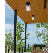 Canarm Korber 4.75in 1-Light Outdoor Wall Sconce | Modern Black Metal | Entryway & Patio | 4.75 x 4.75 x 8.25 in | Model IOL459BK