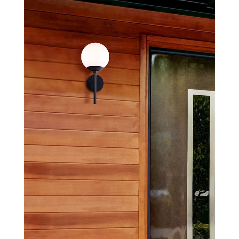 Canarm Kahlo 8in 1-Light Outdoor Wall Sconce | Modern Black Metal | Entryway & Patio | 8 x 8.75 x 17 in | Model IOL465BK