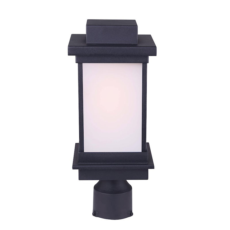 Canarm Akello 6.5in 1-Light Outdoor Post Light | Modern Black Finish | Pathway & Entryway | 6.5 x 6.5 x 16 in | Model IOL476BK