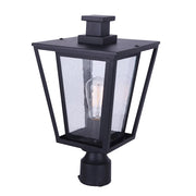Canarm Grove 9in 1-Light Outdoor Post Light | Modern Matte Black | Driveway & Garden | 9 x 9 x 17 in | Model IOL483BK
