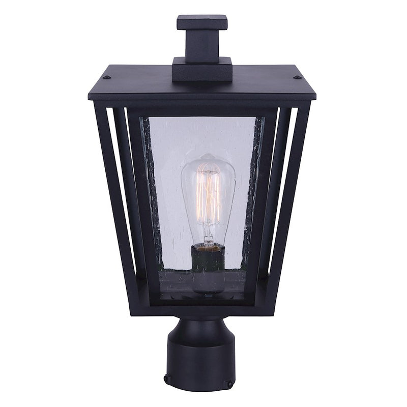Canarm Grove 9in 1-Light Outdoor Post Light | Modern Matte Black | Driveway & Garden | 9 x 9 x 17 in | Model IOL483BK