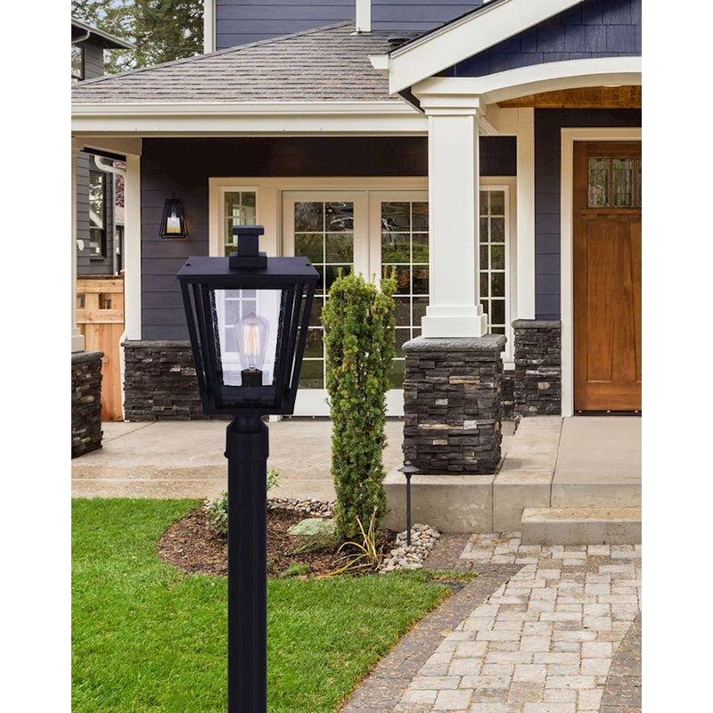 Canarm Grove 9in 1-Light Outdoor Post Light | Modern Matte Black | Driveway & Garden | 9 x 9 x 17 in | Model IOL483BK