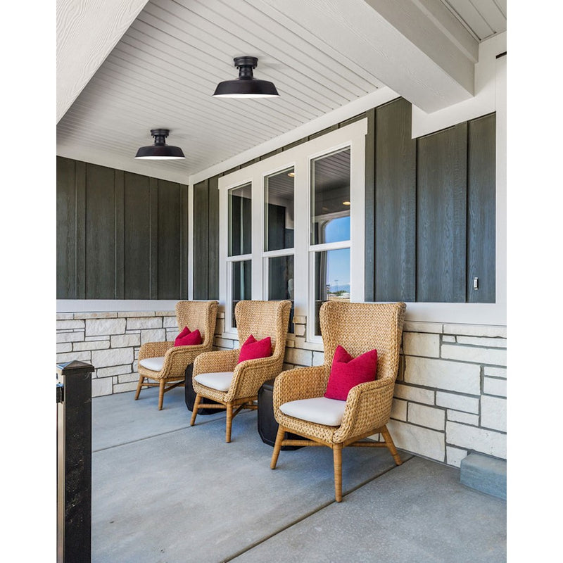 Canarm Rane 16in 1-Light Outdoor Sconce | Matte Black Metal | Porch & Patio | 16 x 16 x 8 in | Model IOL519BK