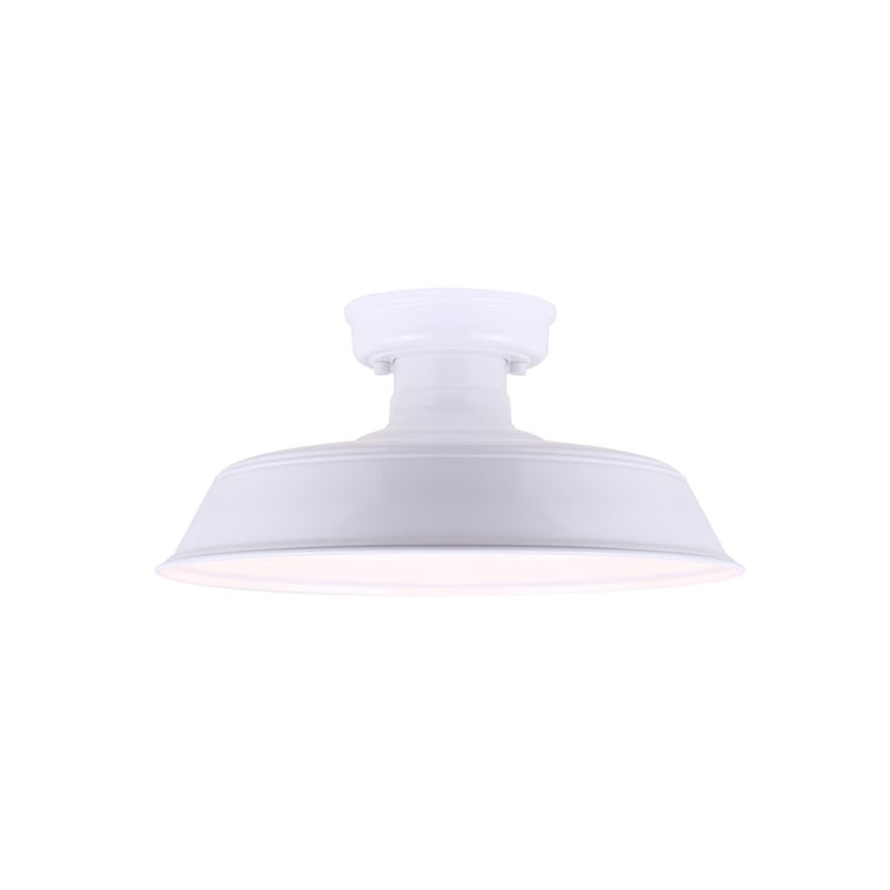 Canarm Rane 16in 1-Light Outdoor Flush Mount | Farmhouse Glossy White | Porch & Patio | 16 x 16 x 8 in | Model IOL519WH