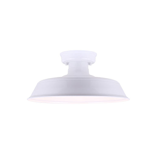 Canarm Rane 16in 1-Light Outdoor Flush Mount | Farmhouse Glossy White | Porch & Patio | 16 x 16 x 8 in | Model IOL519WH