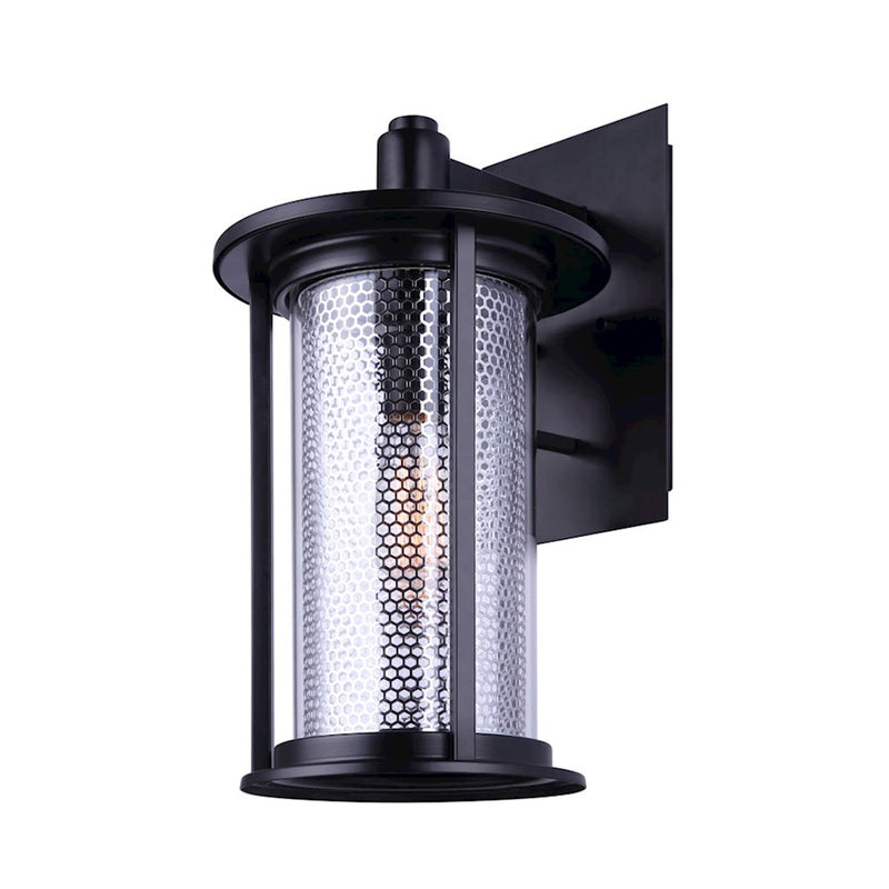 Canarm Julee 12in 1-Light Outdoor Downlight | Industrial Matte Black and Chrome | Entryway & Patio Wall | 12 x 12 x 18 in | Model IOL522BKC