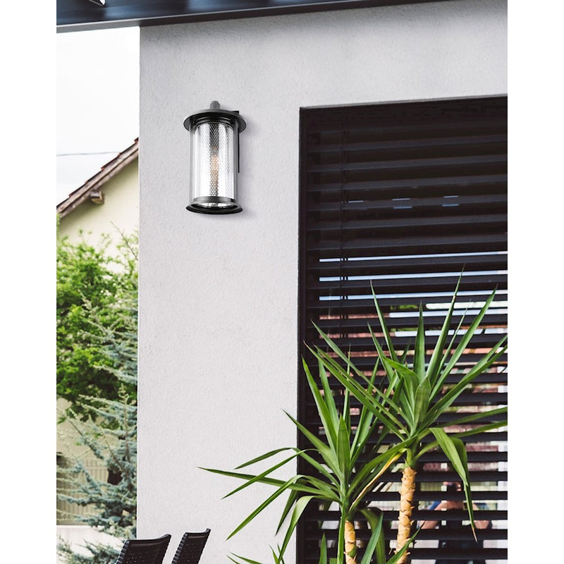 Canarm Julee 12in 1-Light Outdoor Downlight | Industrial Matte Black and Chrome | Entryway & Patio Wall | 12 x 12 x 18 in | Model IOL522BKC