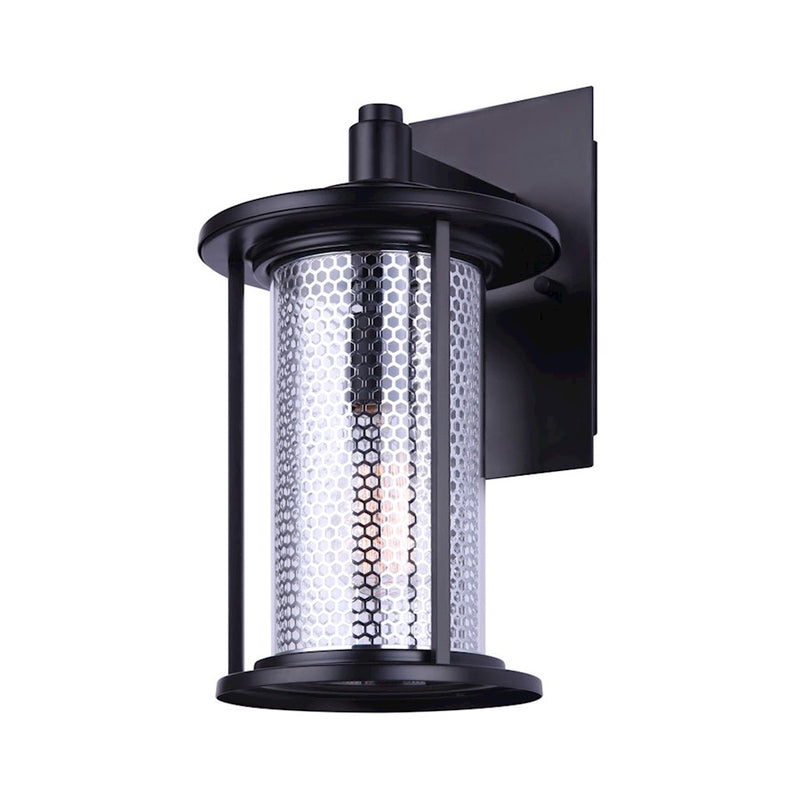 Canarm Julee 8in 1-Light Outdoor Downlight | Industrial Matte Black and Chrome | Entryway & Patio Wall | 8 x 10 x 15 in | Model IOL523BKC