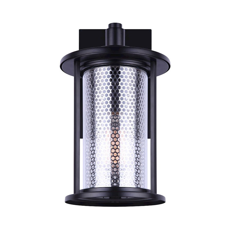 Canarm Julee 8in 1-Light Outdoor Downlight | Industrial Matte Black and Chrome | Entryway & Patio Wall | 8 x 10 x 15 in | Model IOL523BKC