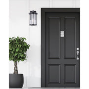 Canarm Julee 8in 1-Light Outdoor Downlight | Industrial Matte Black and Chrome | Entryway & Patio Wall | 8 x 10 x 15 in | Model IOL523BKC